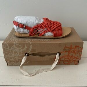 Anthropologie Latigo Ophelia woven sandals in Papaya Size 6. New in Box.